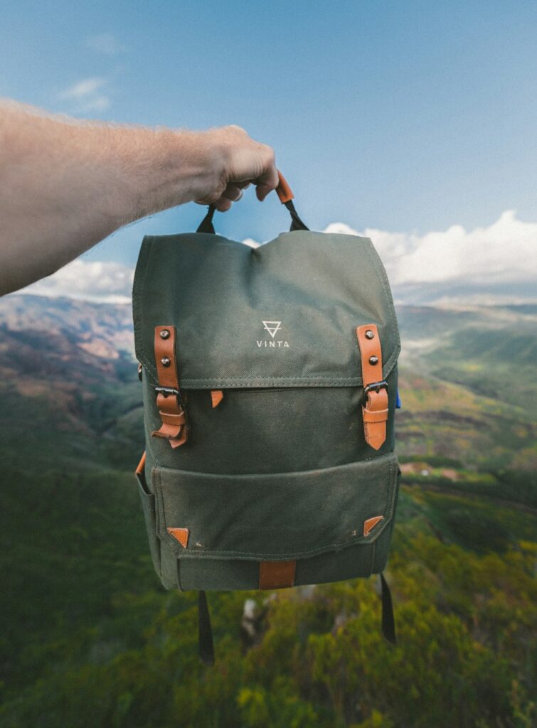 Brown leather backpack
