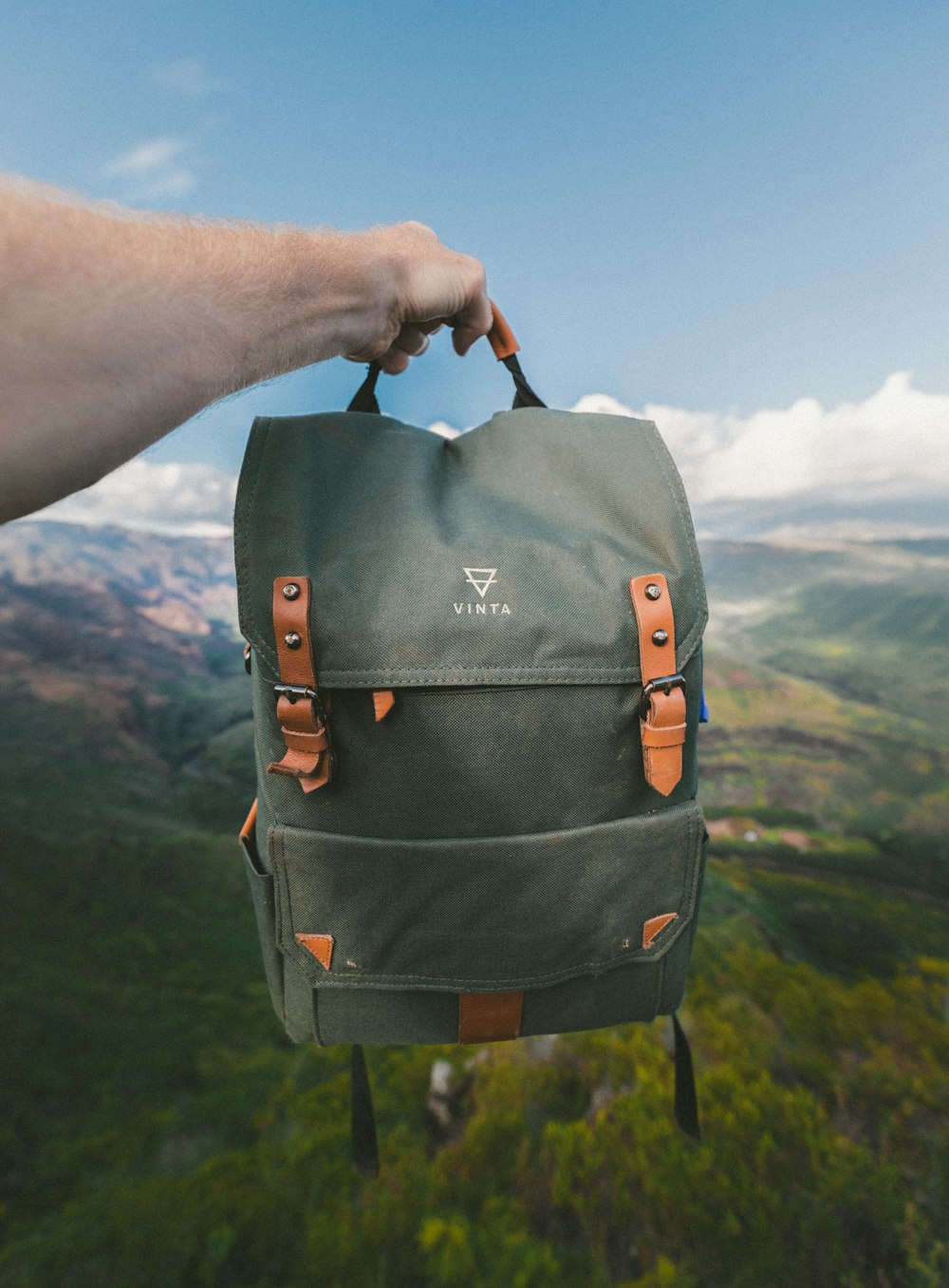 Brown leather backpack