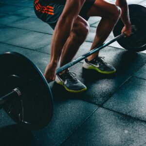 Dumbbells in a gym