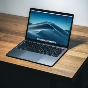 Slim laptop on table