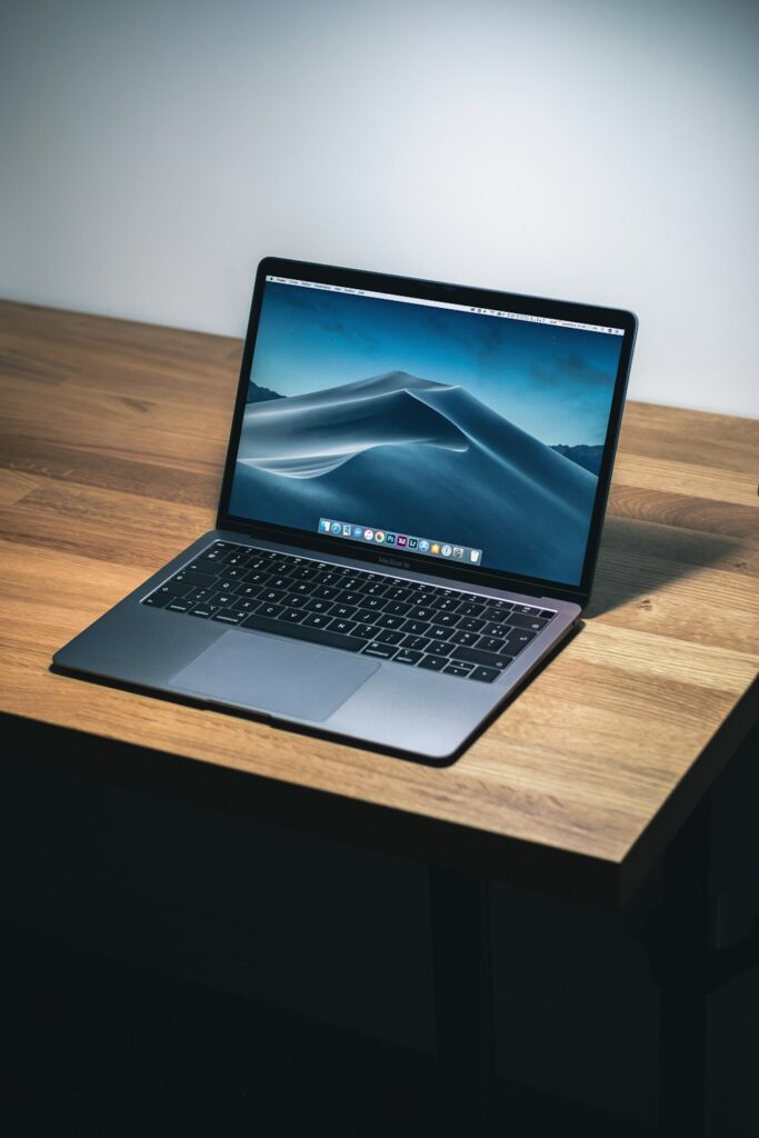 Slim laptop on table